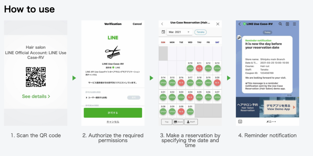 Ứng dụng Line Mini App: Đăng ký đặt chỗ tại cửa hàng cắt tóc