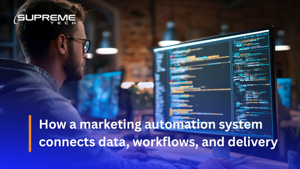 How a marketing automation system connects data, workflows, and delivery