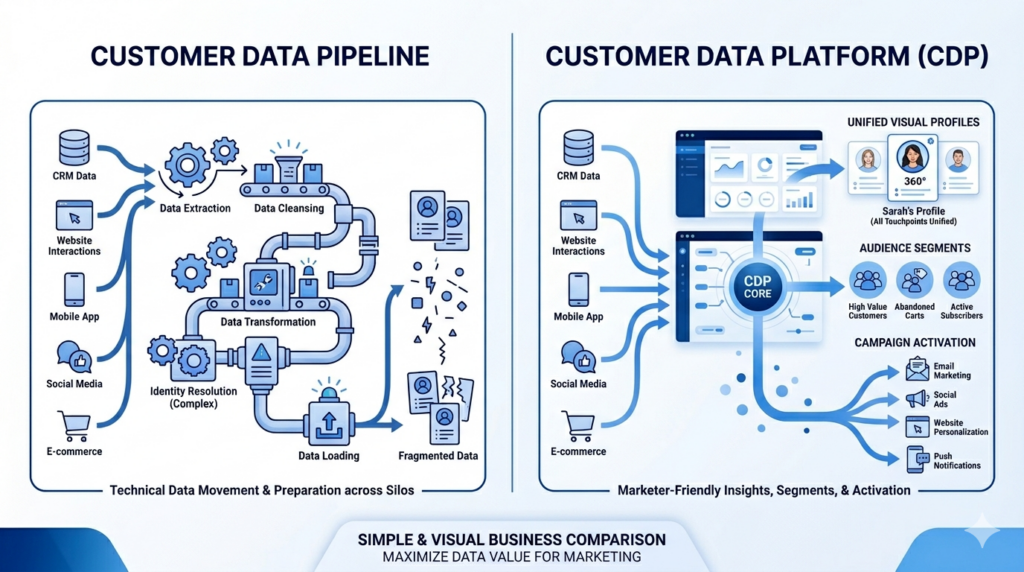 customer data platform vs pipeline