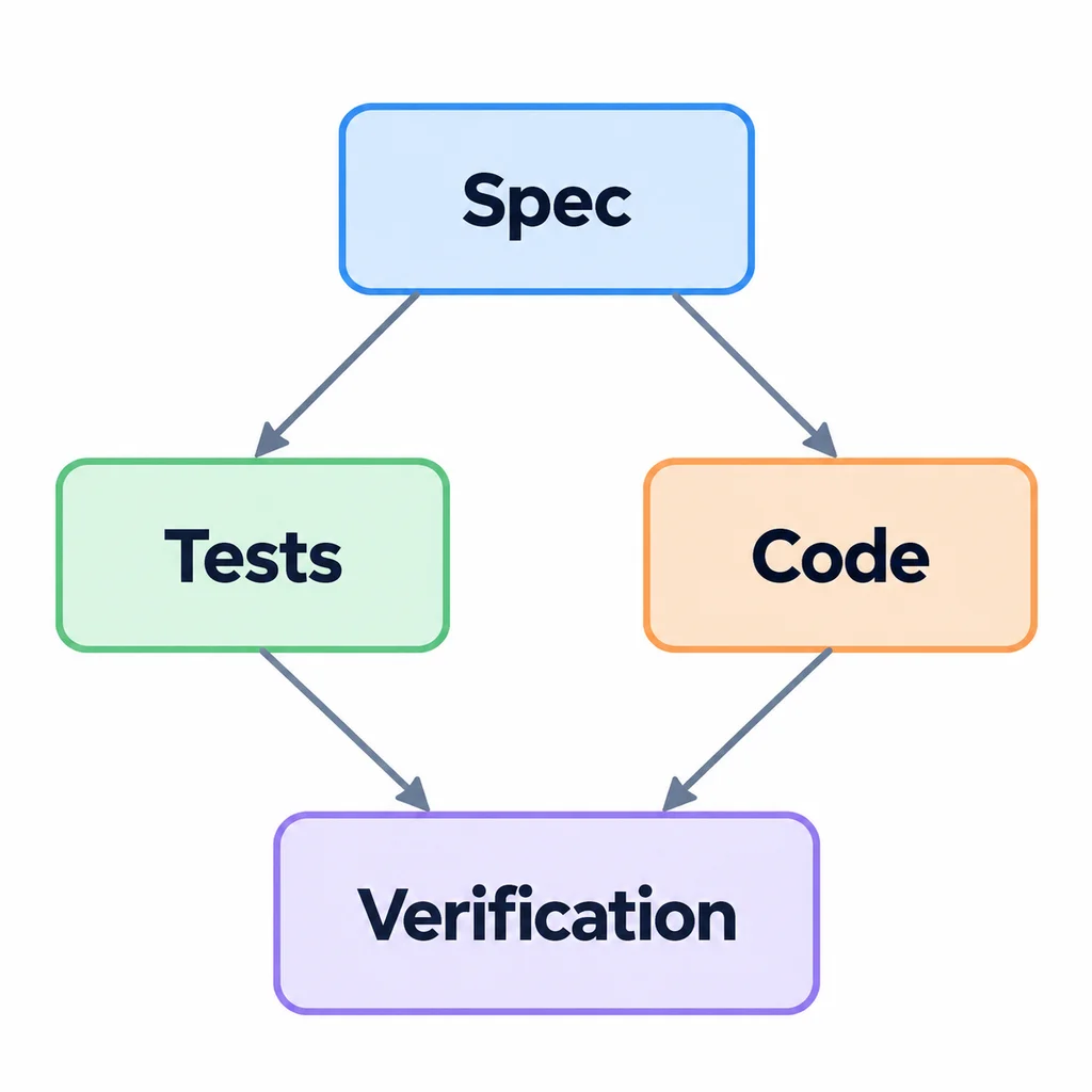 spec, tests, verification, code